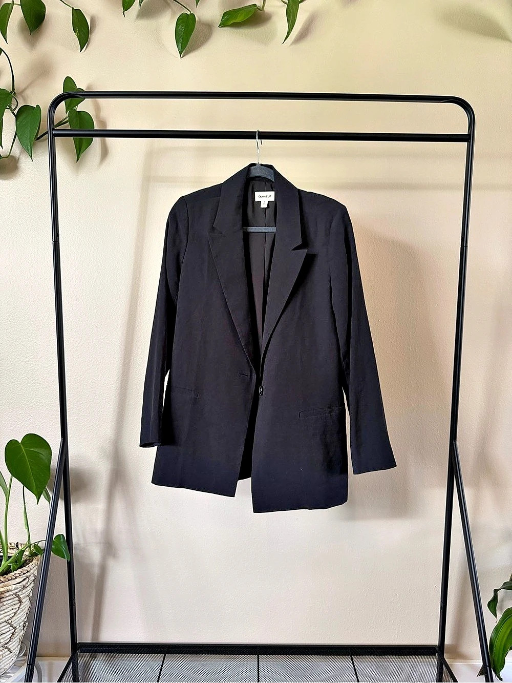 Open Edit Icon Twill Relaxed Blazer Women's Black